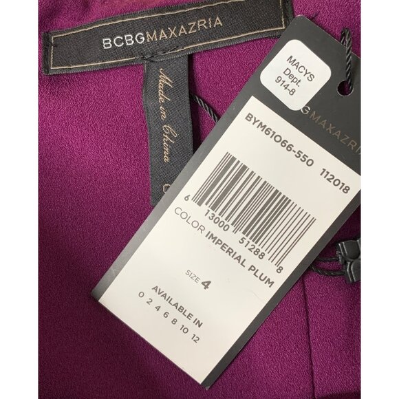 Bcbgmaxazria Plum Asymmetric Wrap Dress Size 4 NWT $240 RN10224 Micaila - Picture 9 of 9